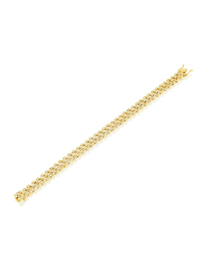 3.58CT BRILLIANT CUT NATURAL DIAMONDS PANZER LINK BRACELET | 18K GOLD