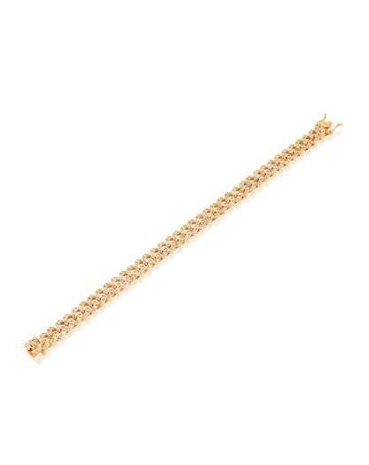 3.58CT BRILLIANT CUT NATURAL DIAMONDS PANZER LINK BRACELET | 18K GOLD