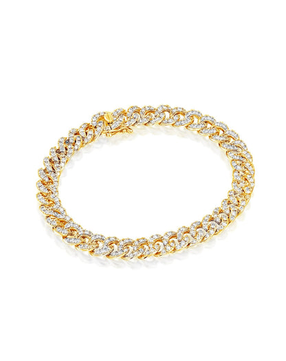 3.58CT BRILLIANT CUT NATURAL DIAMONDS PANZER LINK BRACELET | 18K GOLD