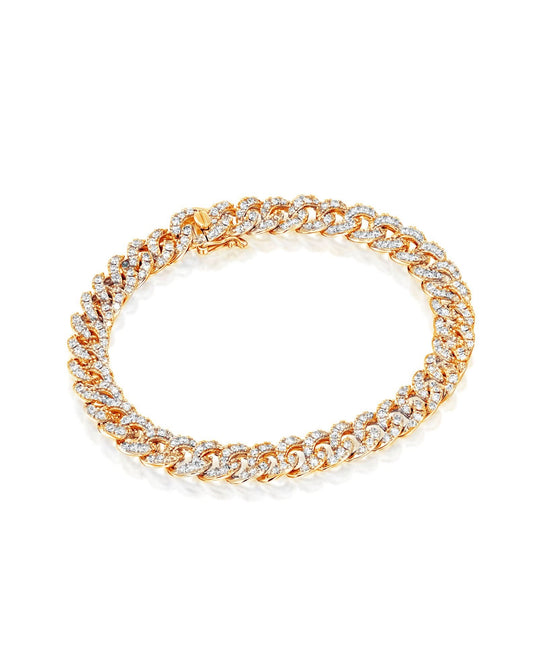 3.58CT BRILLIANT CUT NATURAL DIAMONDS PANZER LINK BRACELET | 18K GOLD