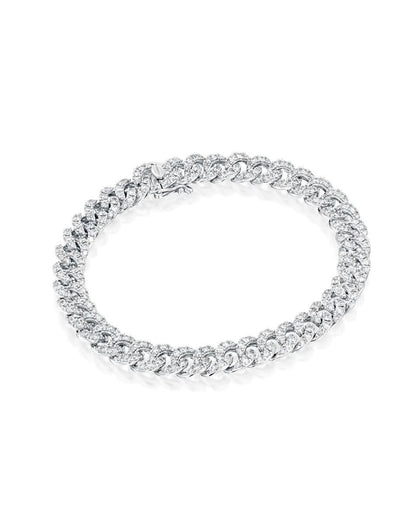 3.58CT BRILLIANT CUT NATURAL DIAMONDS PANZER LINK BRACELET | 18K GOLD