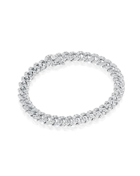 3.58CT BRILLIANT CUT NATURAL DIAMONDS PANZER LINK BRACELET | 18K GOLD