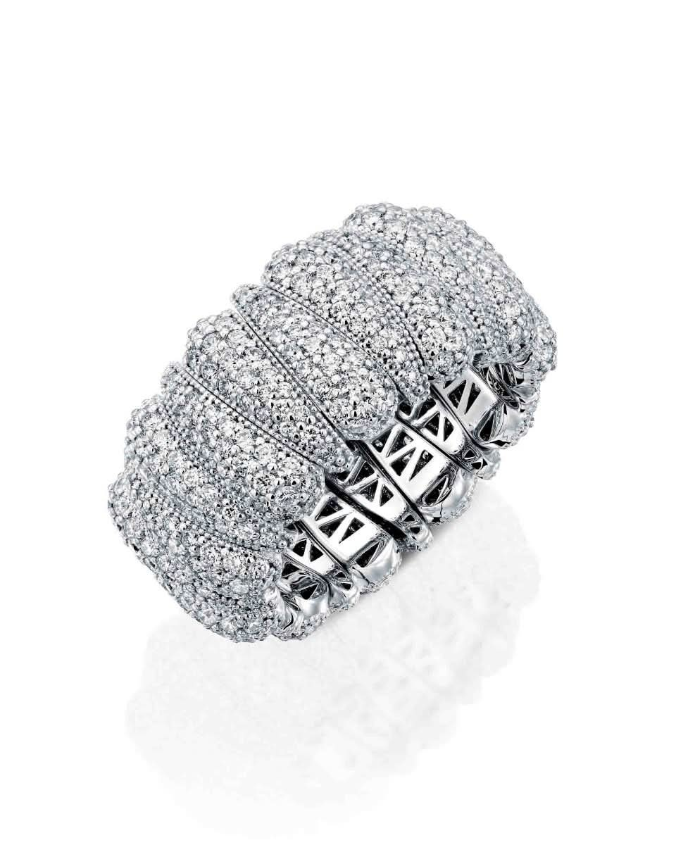 3.96CT FULL PAVÉ ROUND BRILLIANT CUT NATURAL DIAMONDS ARTIGLIO CLAW RING | 18K WHITE GOLD