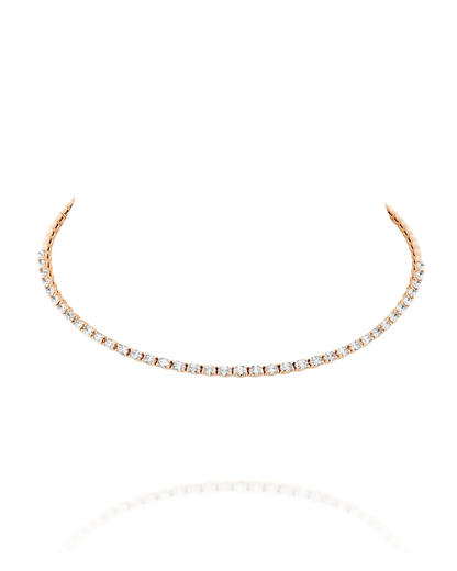 4.28CT NATURAL ROUND BRILLIANT DIAMONDS TENNIS CHOKER | 20.80G 18K ROSE GOLD