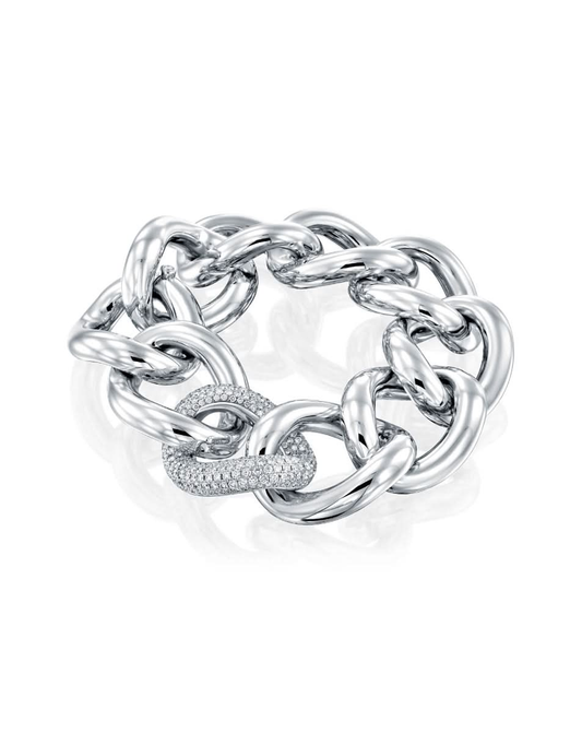 4.42CT ROUND BRILLIANT CUT NATURAL DIAMONDS LINK STATEMENT BRACELET | 103G 18K YELLOW GOLD
