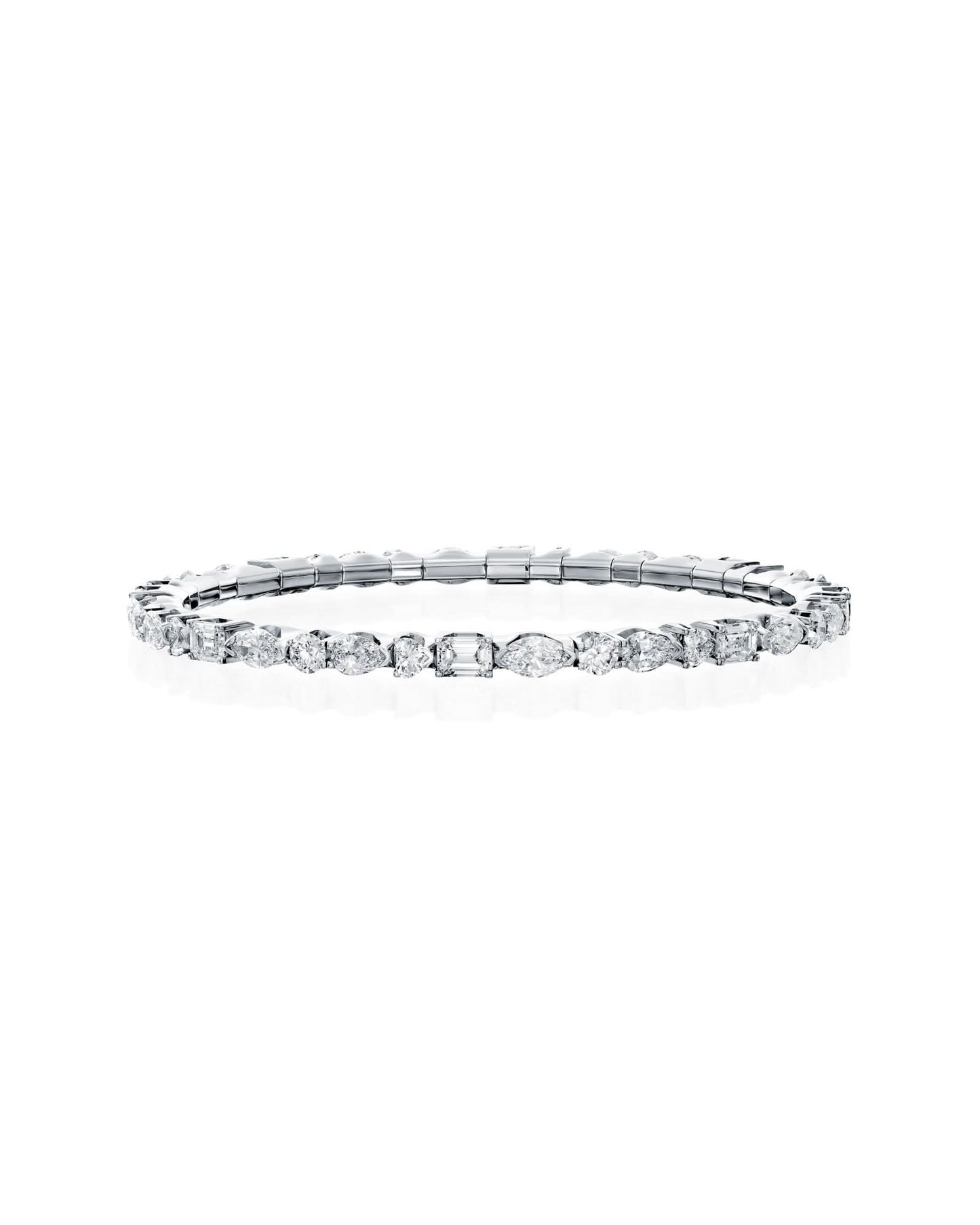 MULTI-SHAPE NATURAL DIAMONDS STRETCH TENNIS BRACELET | 4.00CT - 8.29CT | 18K WHITE GOLD