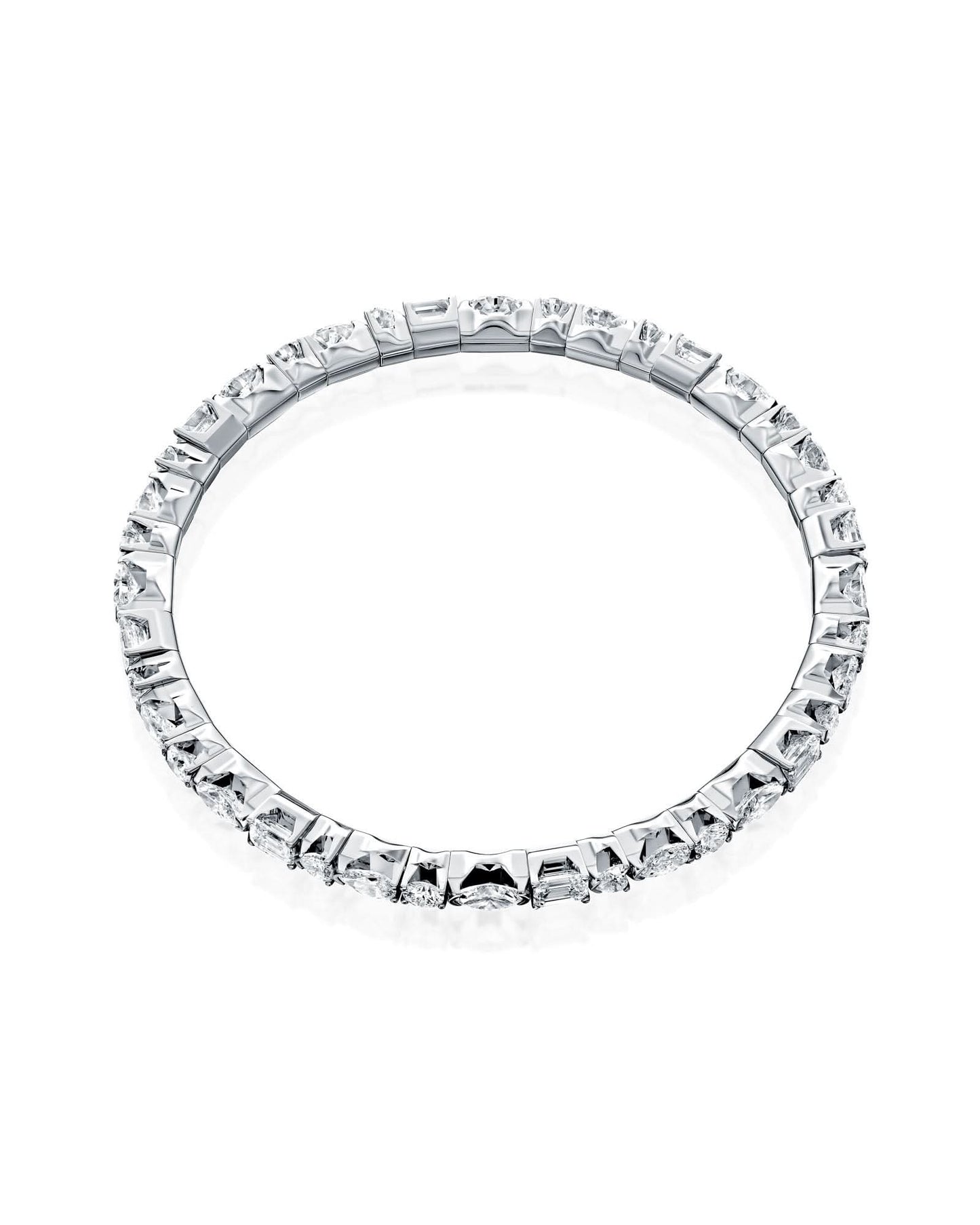 MULTI-SHAPE NATURAL DIAMONDS STRETCH TENNIS BRACELET | 4.00CT - 8.29CT | 18K WHITE GOLD