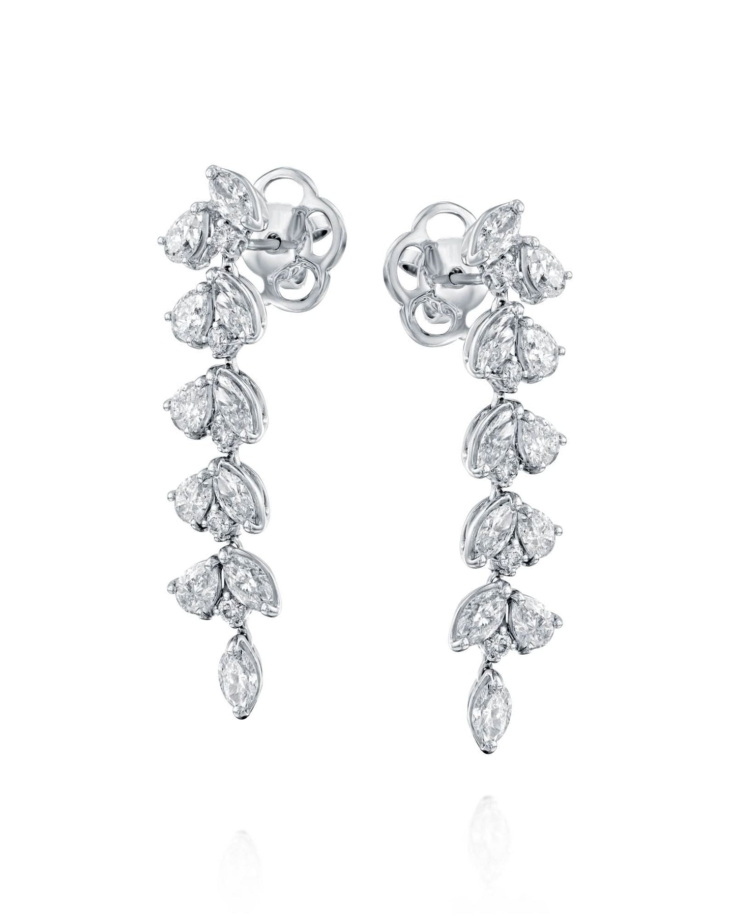 5.24CT NATURAL PEAR CUT DIAMONDS DROP EARRINGS | 8.50G 18K WHITE GOLD
