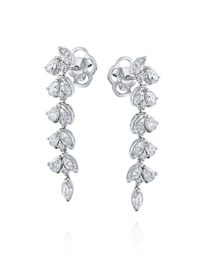 5.24CT NATURAL PEAR CUT DIAMONDS DROP EARRINGS | 8.50G 18K WHITE GOLD