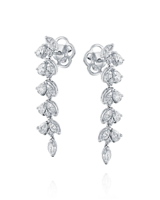 5.24CT NATURAL PEAR CUT DIAMONDS DROP EARRINGS | 8.50G 18K WHITE GOLD