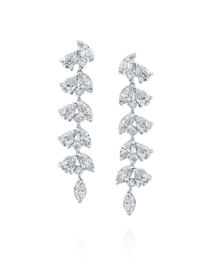 5.24CT NATURAL PEAR CUT DIAMONDS DROP EARRINGS | 8.50G 18K WHITE GOLD