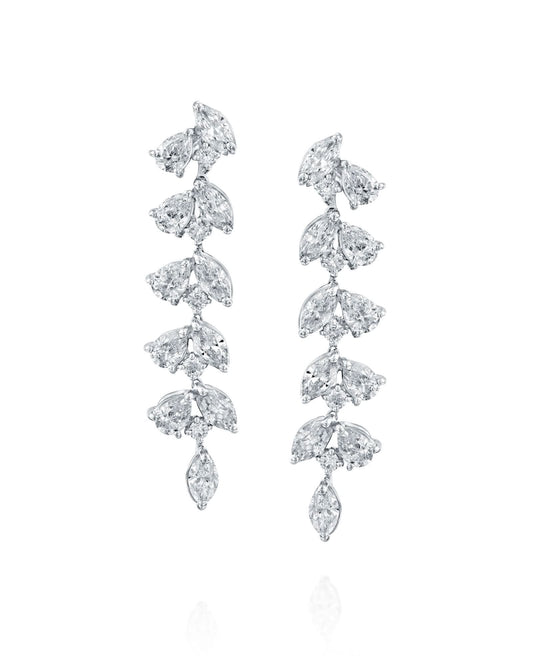 5.24CT NATURAL PEAR CUT DIAMONDS DROP EARRINGS | 8.50G 18K WHITE GOLD
