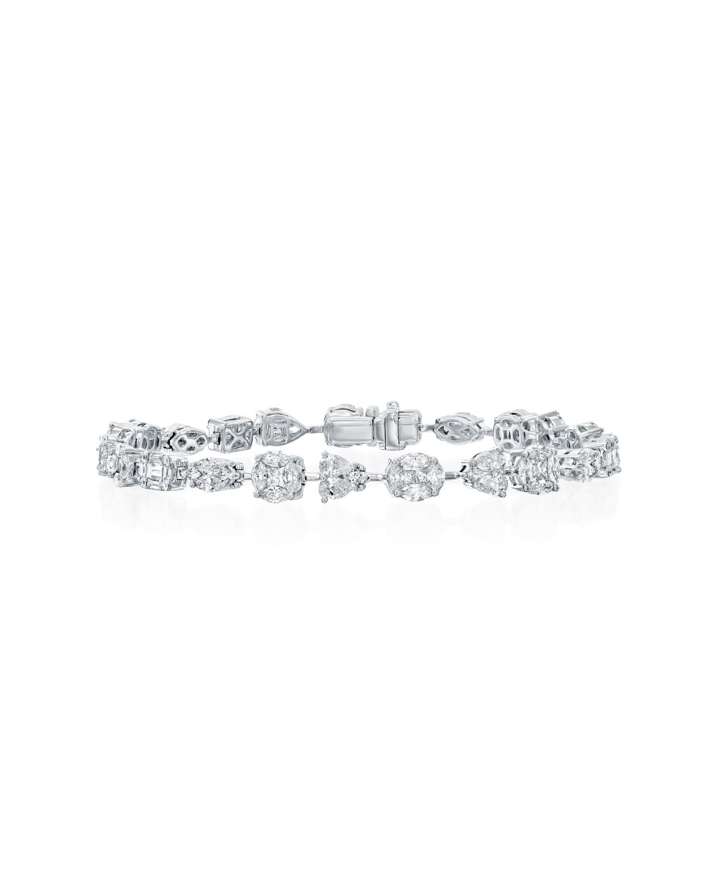 5.26CT MULTI-SHAPE NATURAL DIAMONDS STATEMENT BRACELET | 18K WHITE GOLD