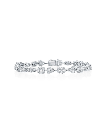 5.26CT MULTI-SHAPE NATURAL DIAMONDS STATEMENT BRACELET | 18K WHITE GOLD