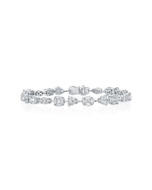 5.26CT MULTI-SHAPE NATURAL DIAMONDS STATEMENT BRACELET | 18K WHITE GOLD