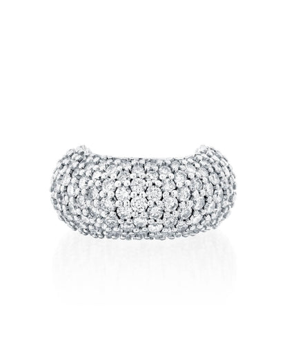 5.47CT FULL PAVÉ ROUND BRILLIANT CUT NATURAL DIAMONDS WIDE STATEMENT RING | 19.7G 18K WHITE GOLD
