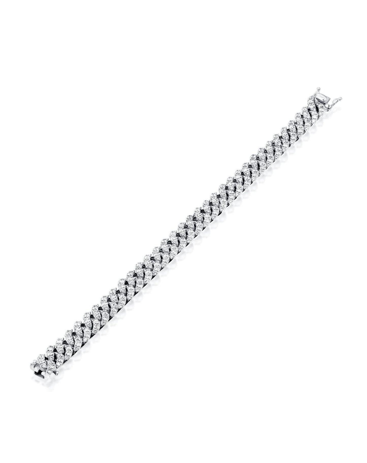 3.58CT BRILLIANT CUT NATURAL DIAMONDS PANZER LINK BRACELET | 18K GOLD
