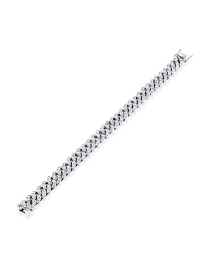 3.58CT BRILLIANT CUT NATURAL DIAMONDS PANZER LINK BRACELET | 18K GOLD