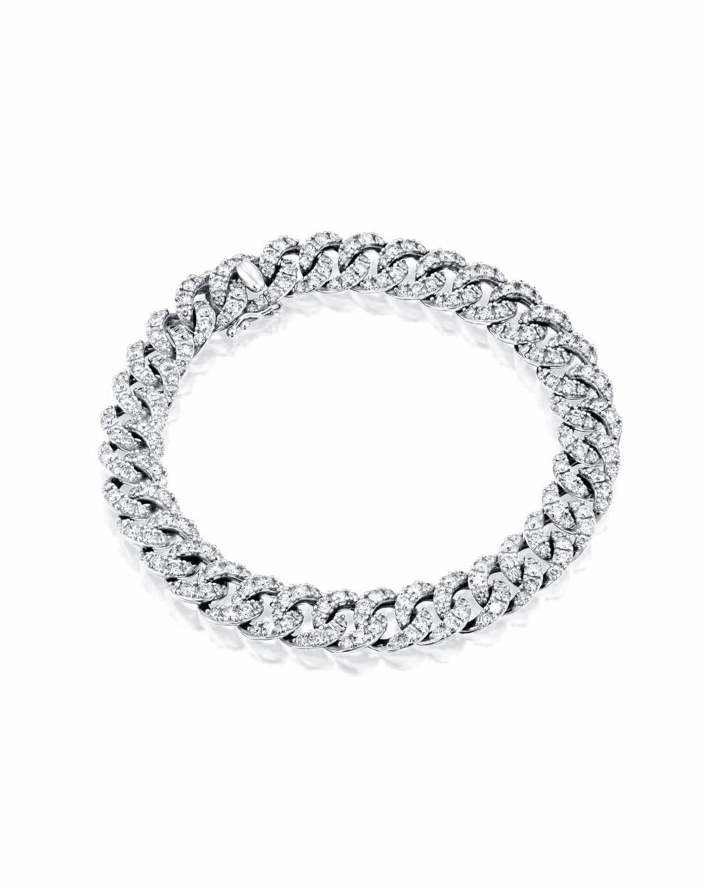 3.58CT BRILLIANT CUT NATURAL DIAMONDS PANZER LINK BRACELET | 18K GOLD