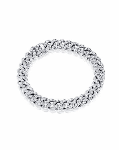 3.58CT BRILLIANT CUT NATURAL DIAMONDS PANZER LINK BRACELET | 18K GOLD