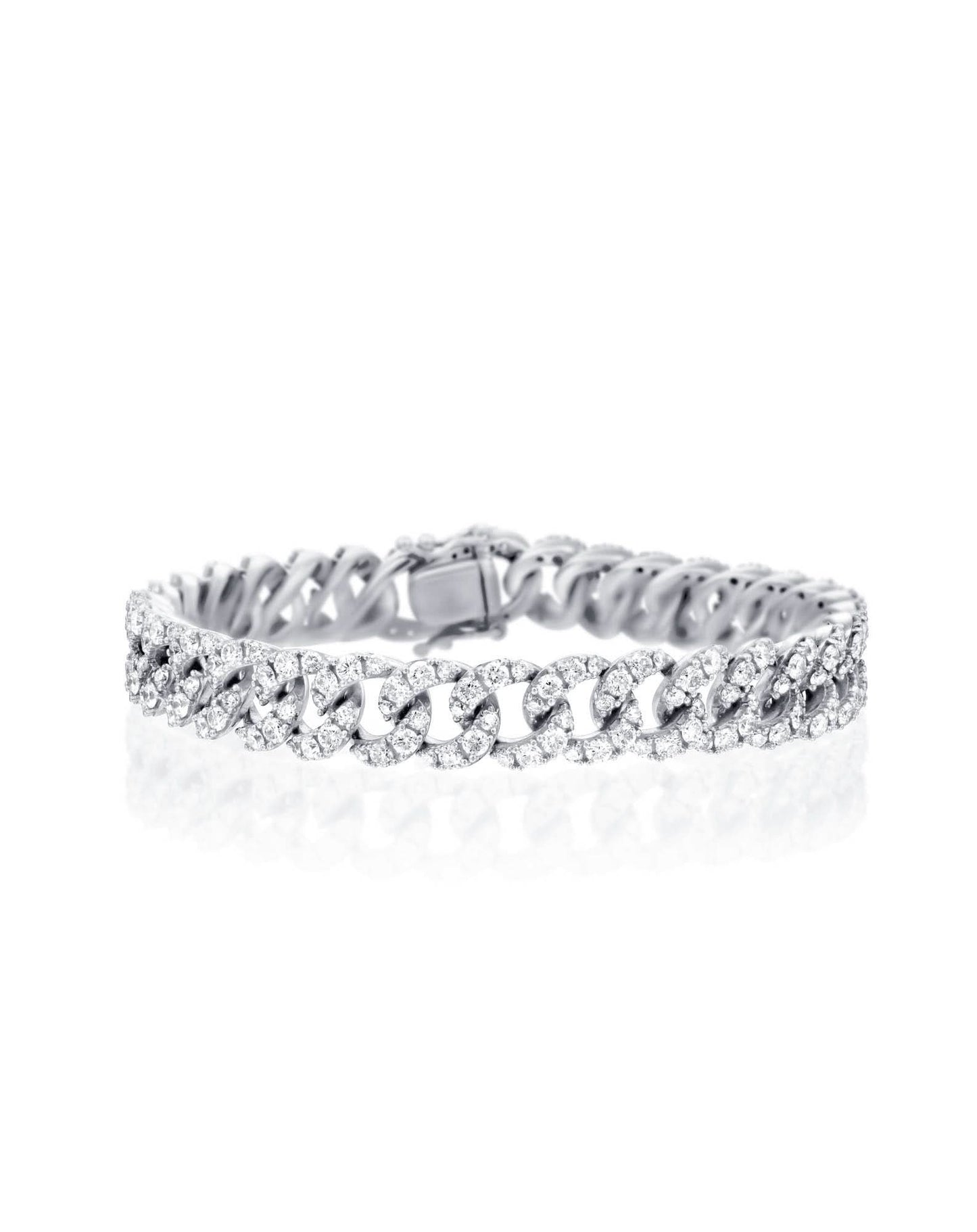 3.58CT BRILLIANT CUT NATURAL DIAMONDS PANZER LINK BRACELET | 18K GOLD