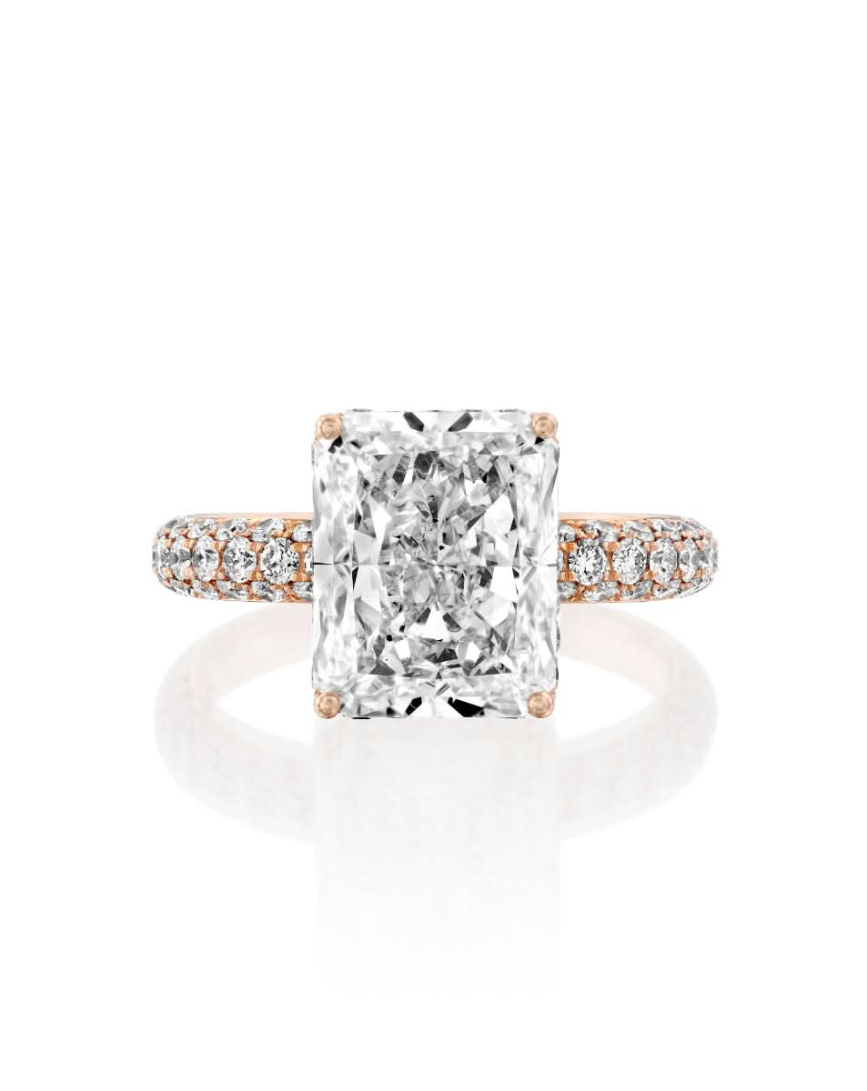 5.96CT NATURAL DIAMONDS RADIANT CUT STATEMENT RING | 18K ROSE GOLD