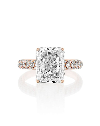 5.96CT NATURAL DIAMONDS RADIANT CUT STATEMENT RING | 18K ROSE GOLD