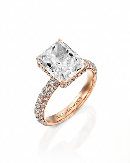 5.96CT NATURAL DIAMONDS RADIANT CUT STATEMENT RING | 18K ROSE GOLD