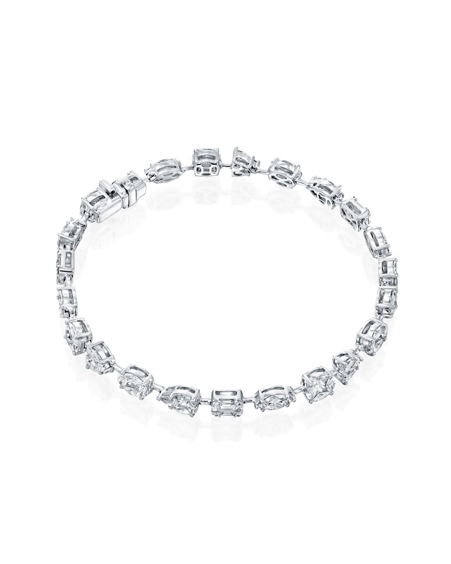 5.26CT MULTI-SHAPE NATURAL DIAMONDS STATEMENT BRACELET | 18K WHITE GOLD