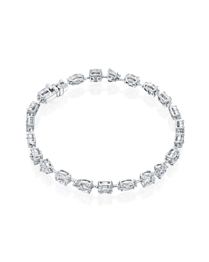 5.26CT MULTI-SHAPE NATURAL DIAMONDS STATEMENT BRACELET | 18K WHITE GOLD