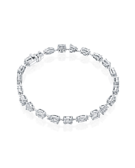 5.26CT MULTI-SHAPE NATURAL DIAMONDS STATEMENT BRACELET | 18K WHITE GOLD
