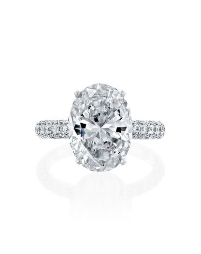6.10CT NATURAL DIAMONDS OVAL CUT STATEMENT RING | 18K WHITE GOLD