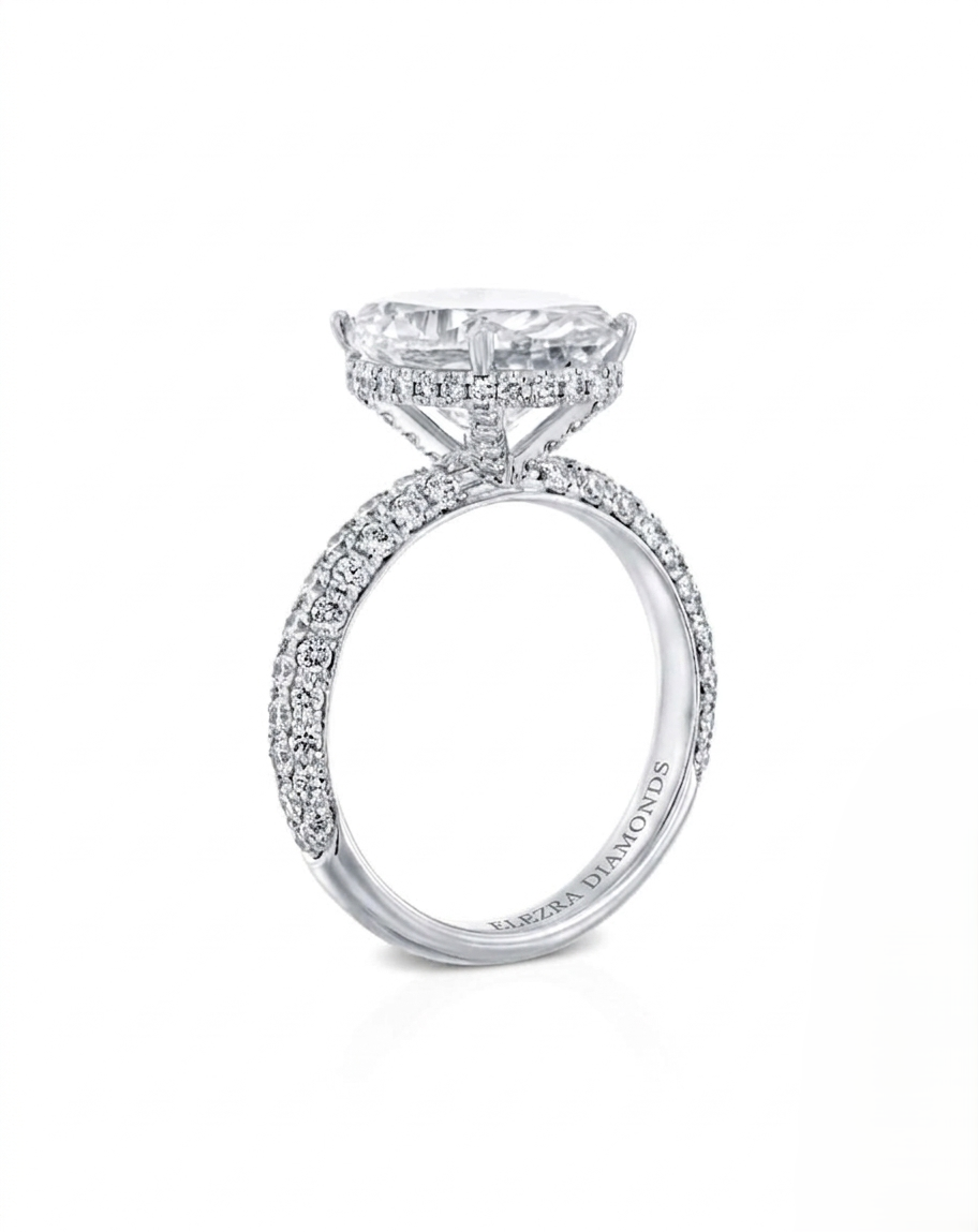 6.10CT NATURAL DIAMONDS OVAL CUT STATEMENT RING | 18K WHITE GOLD