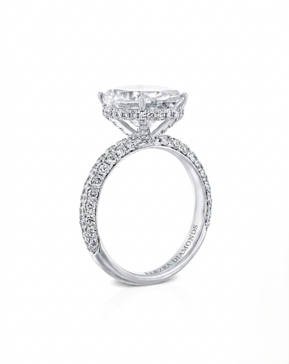 6.10CT NATURAL DIAMONDS OVAL CUT STATEMENT RING | 18K WHITE GOLD