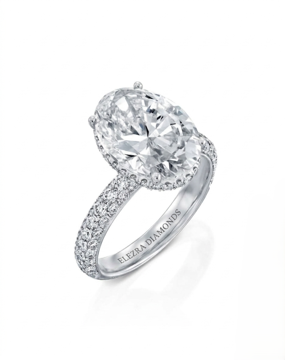6.10CT NATURAL DIAMONDS OVAL CUT STATEMENT RING | 18K WHITE GOLD