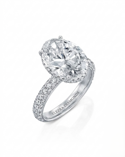 6.10CT NATURAL DIAMONDS OVAL CUT STATEMENT RING | 18K WHITE GOLD