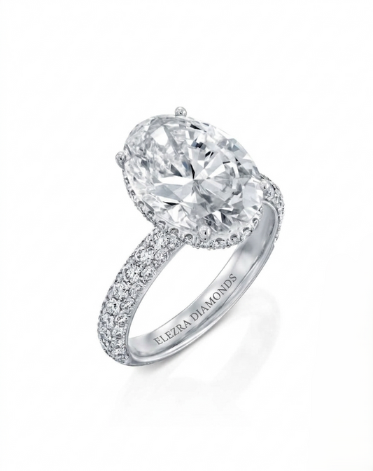 6.10CT NATURAL DIAMONDS OVAL CUT STATEMENT RING | 18K WHITE GOLD