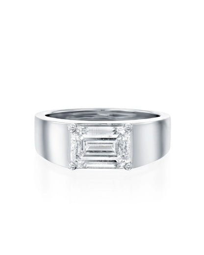2.00CT NATURAL DIAMOND EMERALD CUT SOLITAIRE RING | 5.92G 18K WHITE GOLD