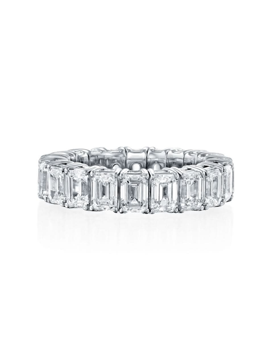 EMERALD CUT NATURAL DIAMONDS ETERNITY FLEX RING | 6.00CT - 8.56CT | 18K WHITE GOLD