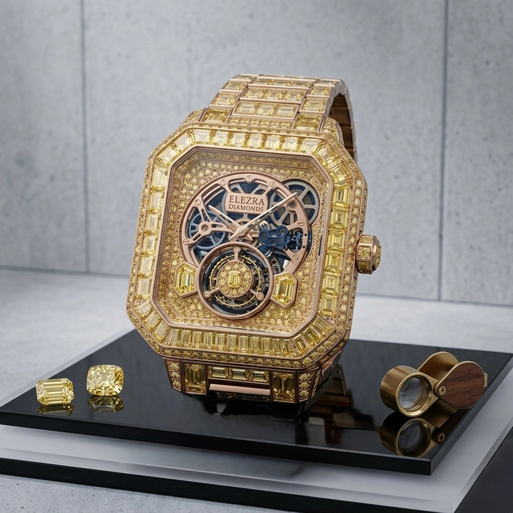 ELEZRA WATCHES | THE GOLDEN EMPEROR | 142.5 CARAT NATURAL DIAMONDS FANCY VIVID YELLOW | 1-OF-1 MASTERPIECE