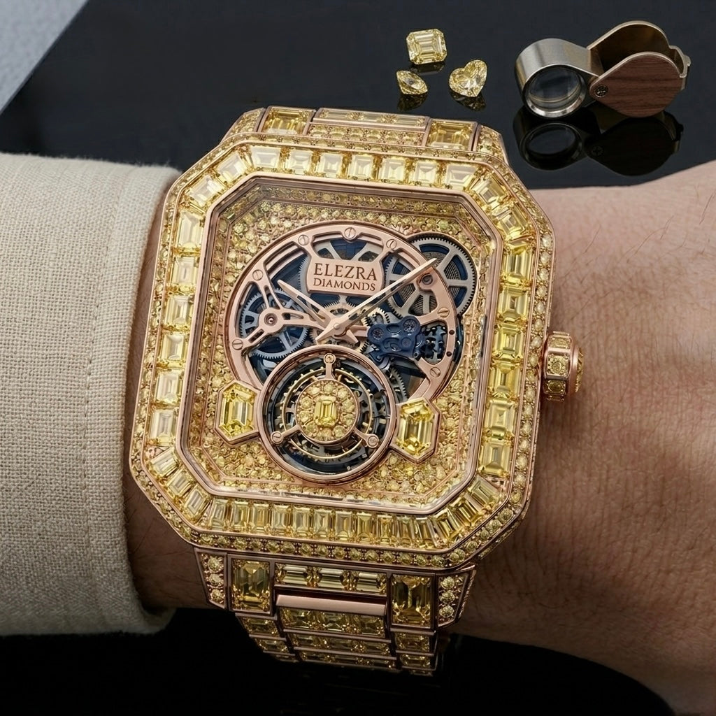 ELEZRA WATCHES | THE GOLDEN EMPEROR | 142.5 CARAT NATURAL DIAMONDS FANCY VIVID YELLOW | 1-OF-1 MASTERPIECE