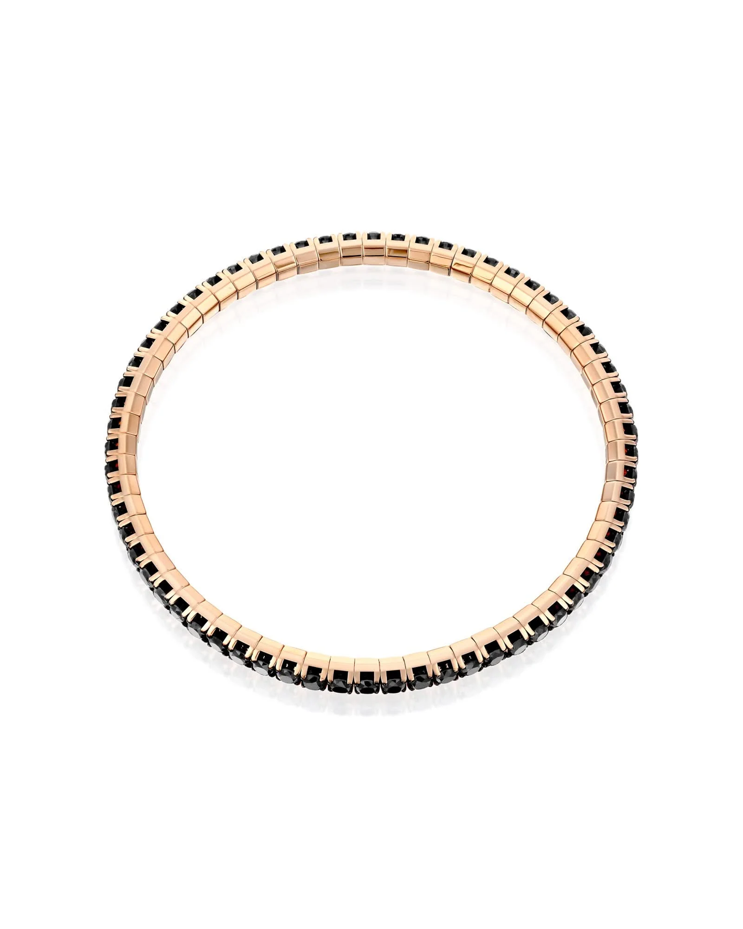 ROUND BRILLIANT CUT NATURAL BLACK DIAMONDS FLEXIBLE TENNIS BRACELET | 2.80CT - 6.85CT | 18K ROSE GOLD