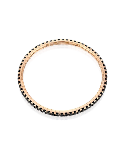 ROUND BRILLIANT CUT NATURAL BLACK DIAMONDS FLEXIBLE TENNIS BRACELET | 2.80CT - 6.85CT | 18K ROSE GOLD