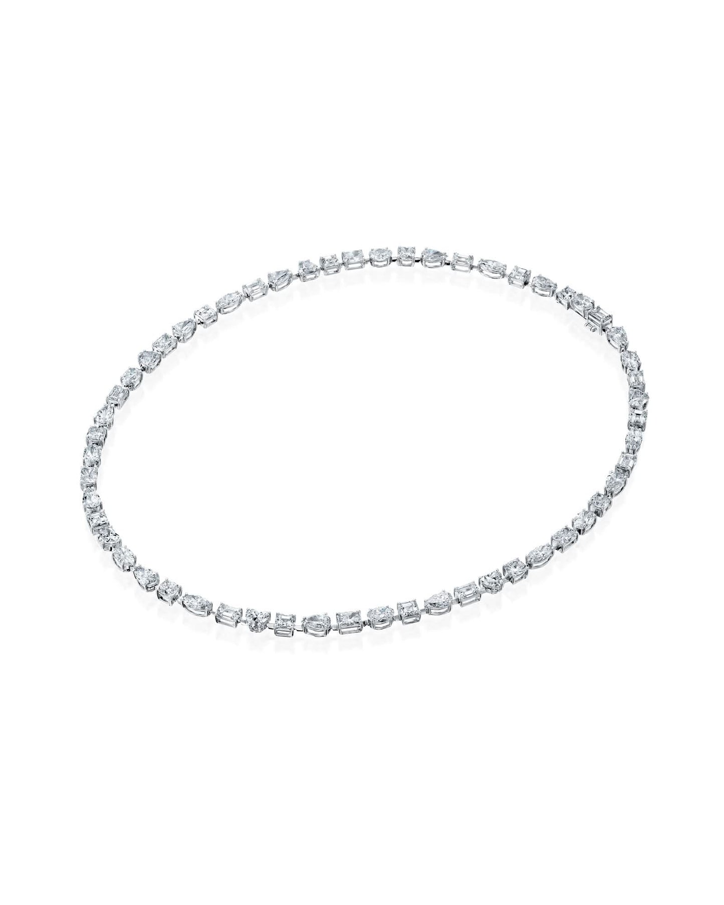 28.85CT NATURAL MULTI-SHAPE FANCY CUT DIAMONDS NECKLACE | 43CM 18K WHITE GOLD