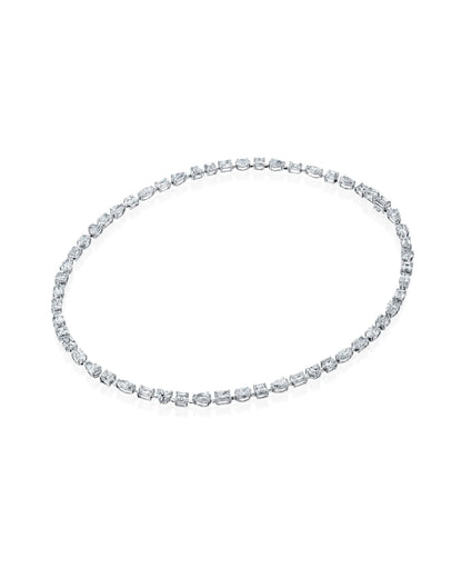 28.85CT NATURAL MULTI-SHAPE FANCY CUT DIAMONDS NECKLACE | 43CM 18K WHITE GOLD