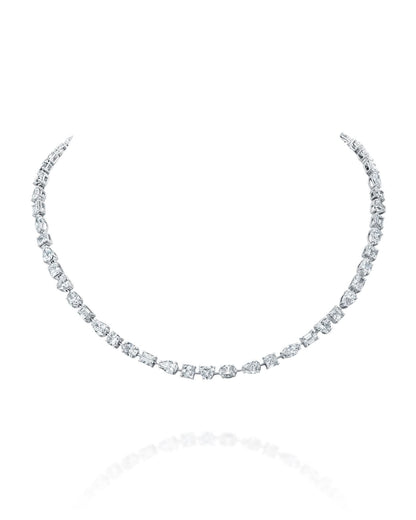 28.85CT NATURAL MULTI-SHAPE FANCY CUT DIAMONDS NECKLACE | 43CM 18K WHITE GOLD