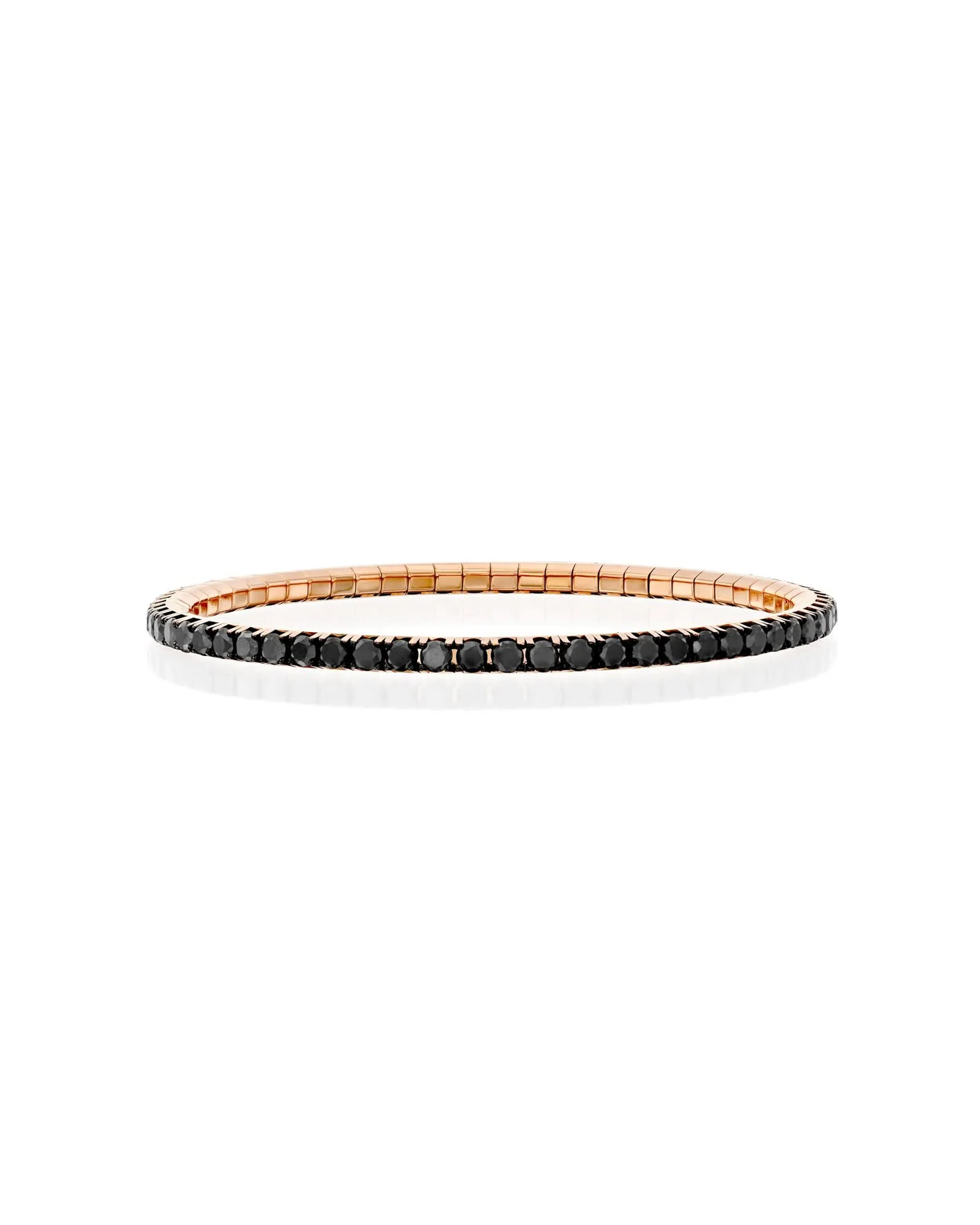 ROUND BRILLIANT CUT NATURAL BLACK DIAMONDS FLEXIBLE TENNIS BRACELET | 2.80CT - 6.85CT | 18K ROSE GOLD