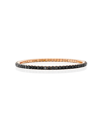 ROUND BRILLIANT CUT NATURAL BLACK DIAMONDS FLEXIBLE TENNIS BRACELET | 2.80CT - 6.85CT | 18K ROSE GOLD