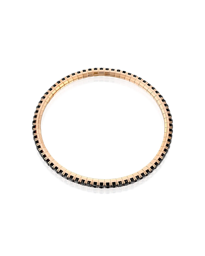 ROUND BRILLIANT CUT NATURAL BLACK DIAMONDS FLEXIBLE TENNIS BRACELET | 2.80CT - 6.85CT | 18K ROSE GOLD