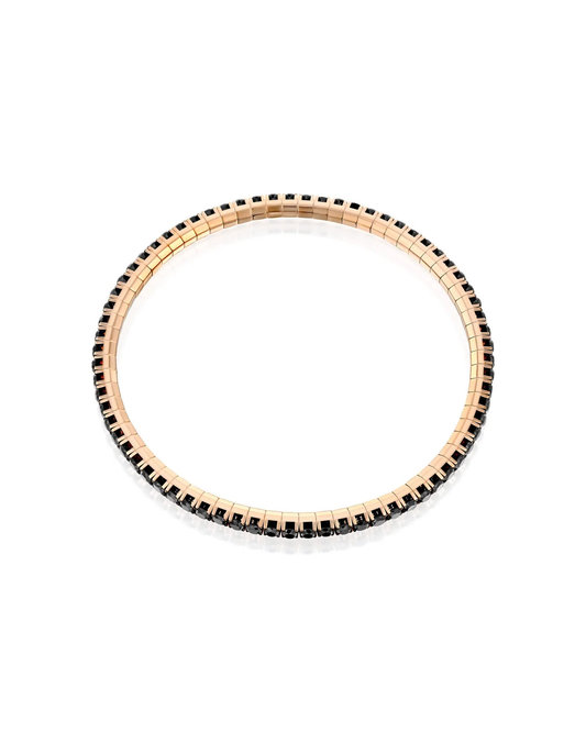 ROUND BRILLIANT CUT NATURAL BLACK DIAMONDS FLEXIBLE TENNIS BRACELET | 2.80CT - 6.85CT | 18K ROSE GOLD